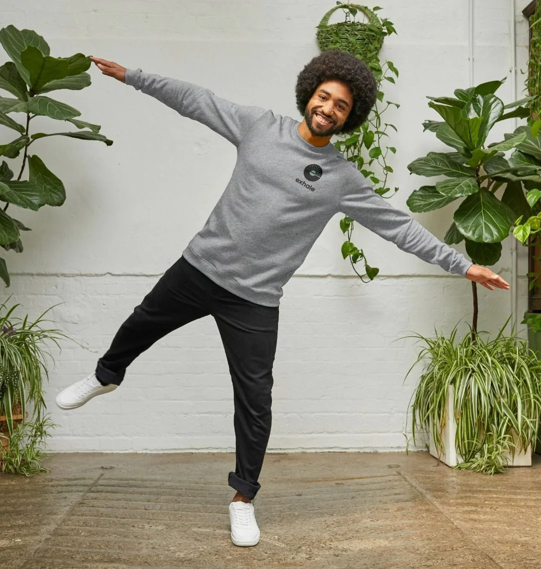 Exhale grey sweater with small logo - Image 3