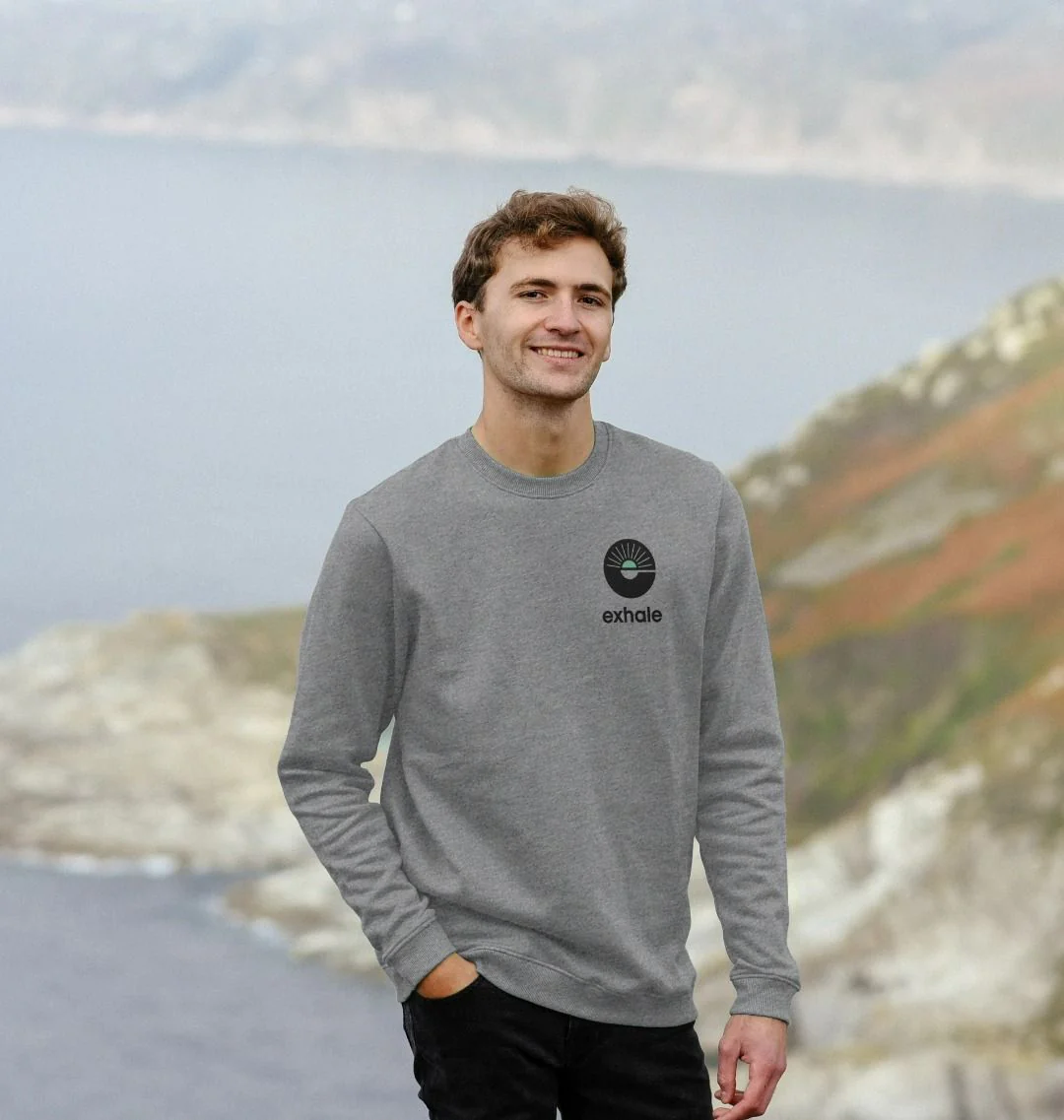 Exhale grey sweater with small logo - Image 4