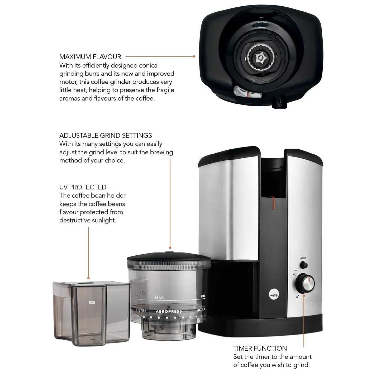 Wilfa Svart Coffee Grinder (Silver) - Image 3